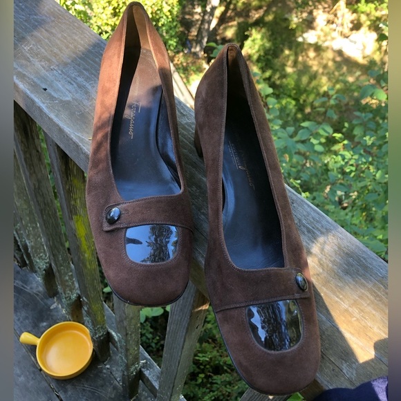 Salvatore Ferragamo Brown Heels Elegant Design size 10 Medium - Picture 5 of 8